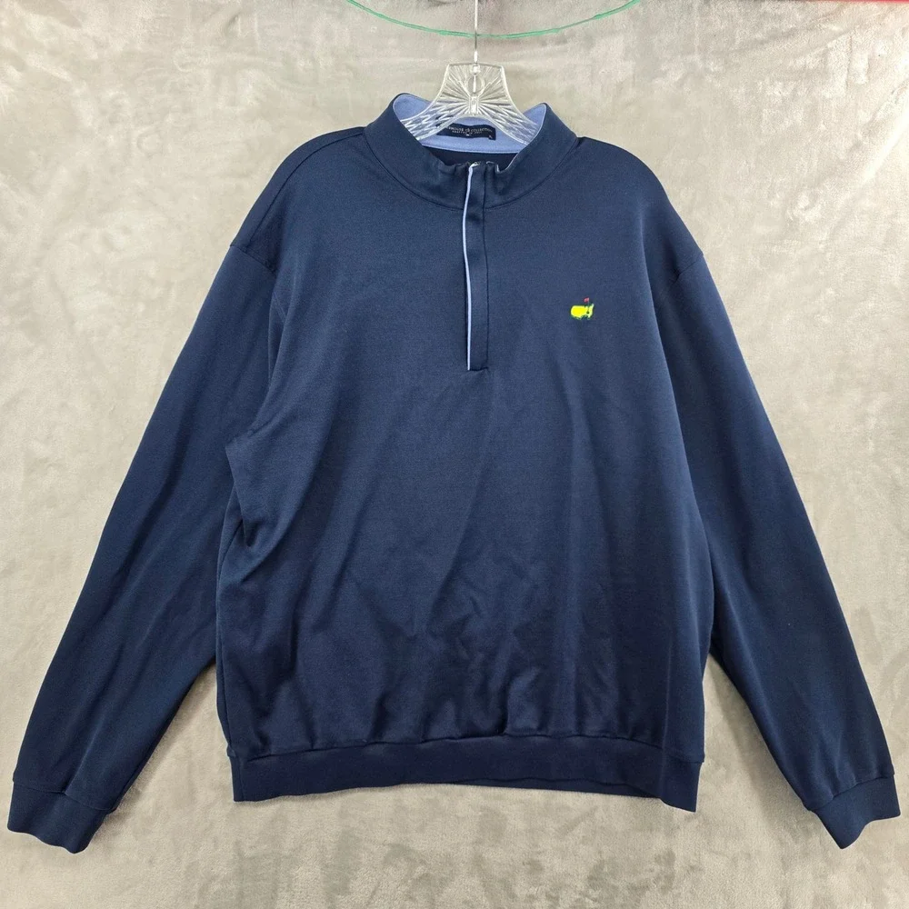 Masters Clubhouse Collection Quarter Zip Mens XL Navy Blue Made in Italy Logo